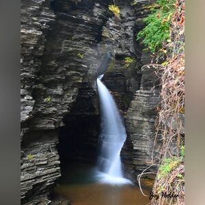 Scenic Waterfall Photo Print with Natural Stone Walls 8x10
